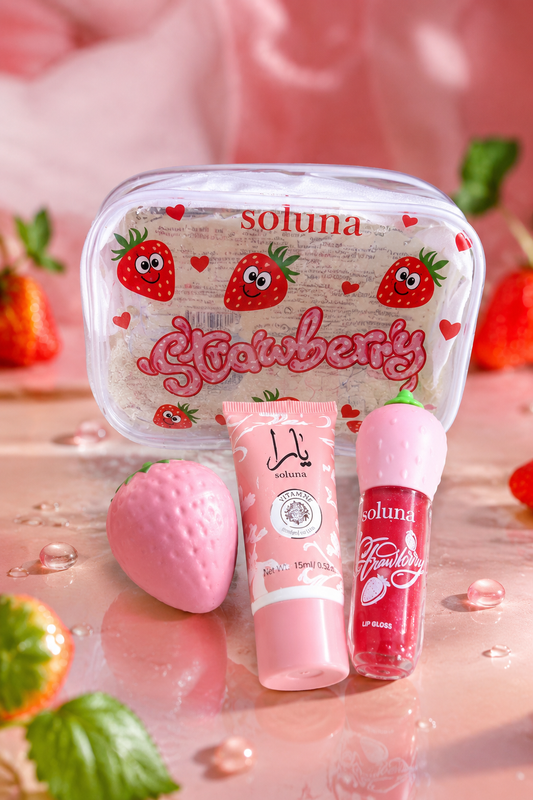 10 piezas Kit de crema, bálsamo y gloss de fresa